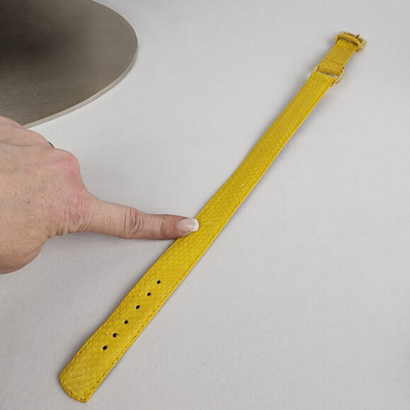 Yellow Leather Snake Skin Belt Bracelet - Picture 5 of 7
